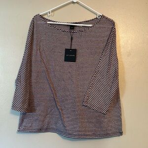 St. John Navy and White Striped Top